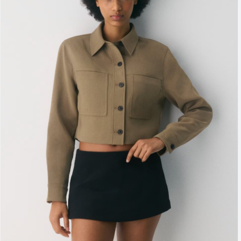 Wilfred Cropped Utility Jacket in Olive Brown